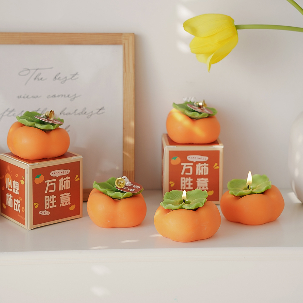 Persimmon scented candle souvenir wholesale persimmon persimmon Ruyi ornaments New Year gift wedding creative fragrance modeling wax