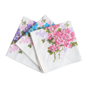28cm Cotton Printed Women's Small Handkerchief Vintage Floral Cotton Small Handkerchief Sweat Towel for the Elderly