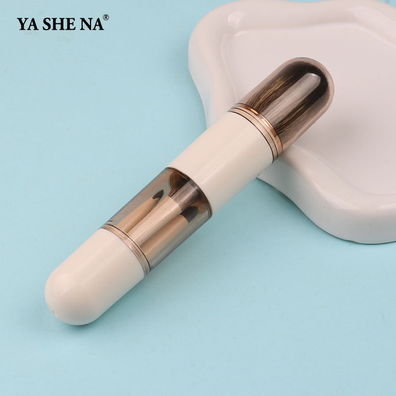 En stock Cuatro en Uno cepillo de maquillaje herramientas de belleza mini cepillo de ojos color de piel cepillo de maquillaje retráctil cepillo de maquillaje portátil