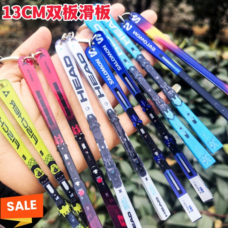 13cm double-board snowboard snowboard snowboard snowball fight keychain double-sided pendant snow friends sports gift souvenir