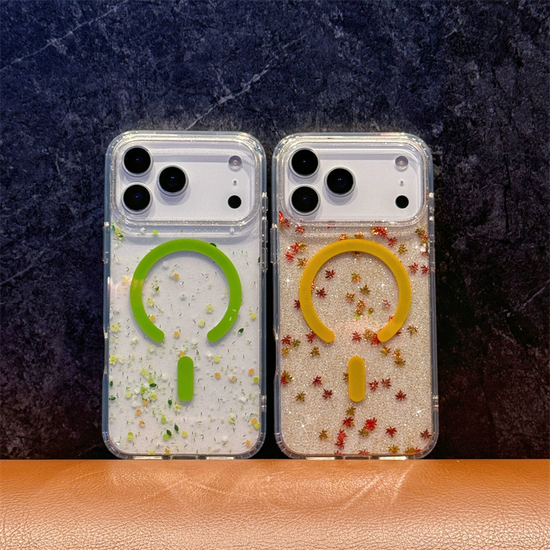 Apple, совместимый чехол для iPhone16 Pro, iPhone 17, чехол с сильным магнитом, свежий защитный чехол, iphone, цветочный принт
