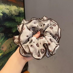法式复古咖色欧根纱扎染印花气质大肠圈女高级感时尚慵懒ins扎头