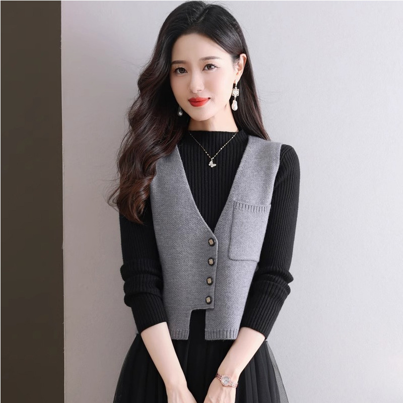 Knitted Wool Sleeveless Women's Vest 2026 New Style Irregular Vest Outerwear for Petite Women Spring and Autumn Knitted Wool Sleeveless Women's Vest 2026 New Style Irregular Vest Outerwear for Petite Women Spring and Autumn