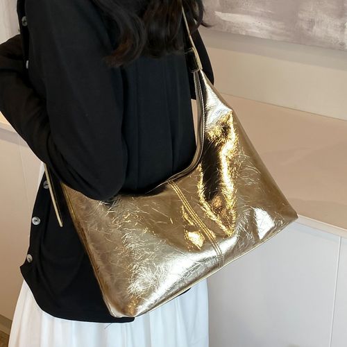 Silver Underarm Bag for Women 2025 French Single-Shoulder Bag, Unique Fashion, Glossy, Versatile Dumpling Bag