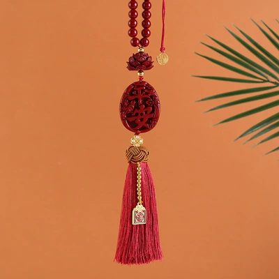 New Beaded Cinnabar Ping An Car hanging - lotus-peace-word