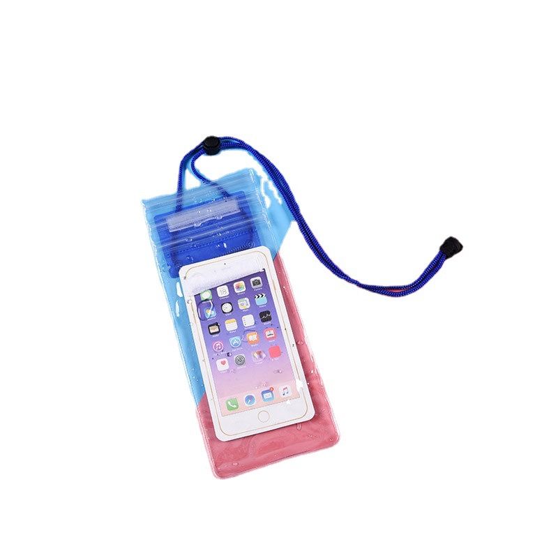 Cubierta protectora de la caja impermeable del teléfono móvil auto-sellante del cordón del velcro bolso impermeable transparente del teléfono móvil de la pantalla táctil del pvc tríptico