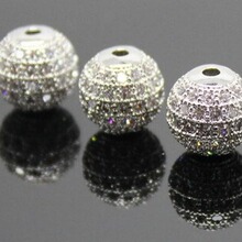 微镶14k包金保色新款 DIY10mm微镶锆石  佛牌水晶链饰品配件钻球