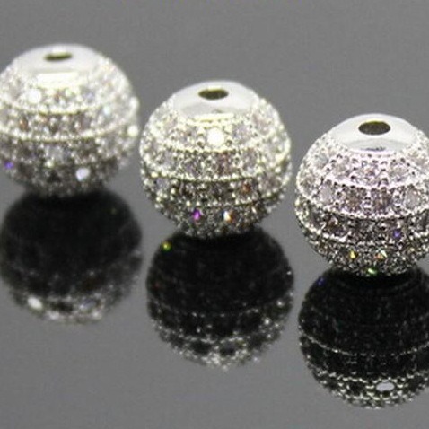微镶14k包金保色新款 DIY10mm微镶锆石  佛牌水晶链饰品配件钻球
