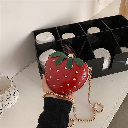 Internet celebrity small strawberry heart-shaped chain bag  cute and stylish cross-body girl ins Internet celebrity mini coin purse