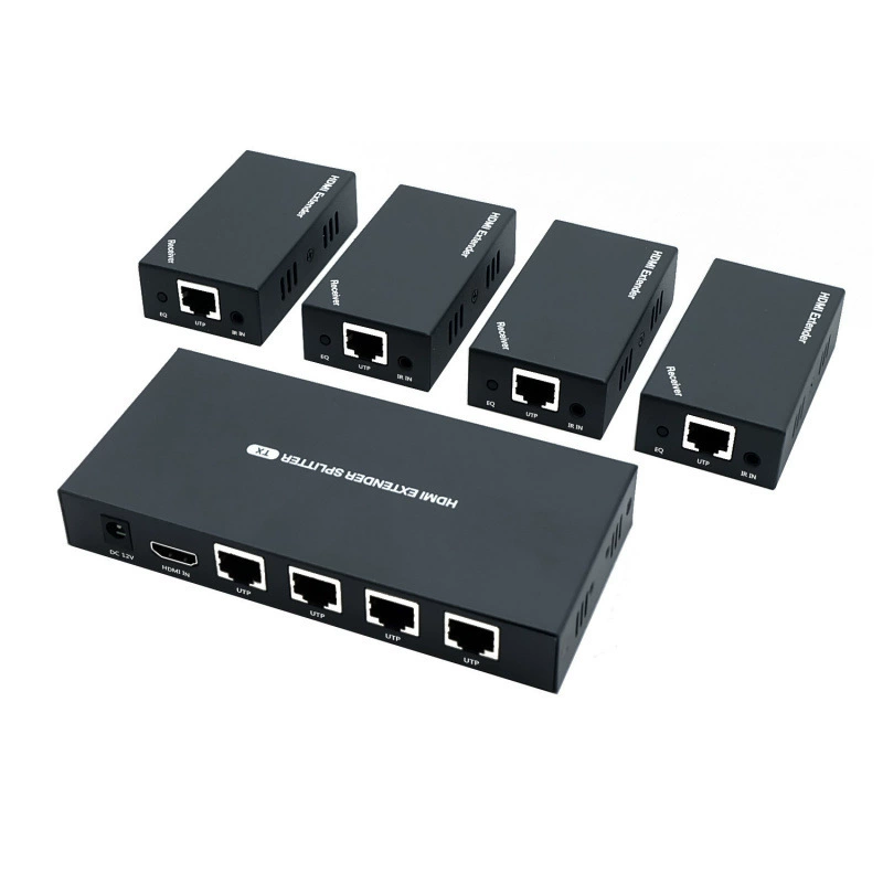 Расширитель HDMI Pd41X4 на 60 м, распределитель один к четырём, питание от одного источника, сетевой кабель к