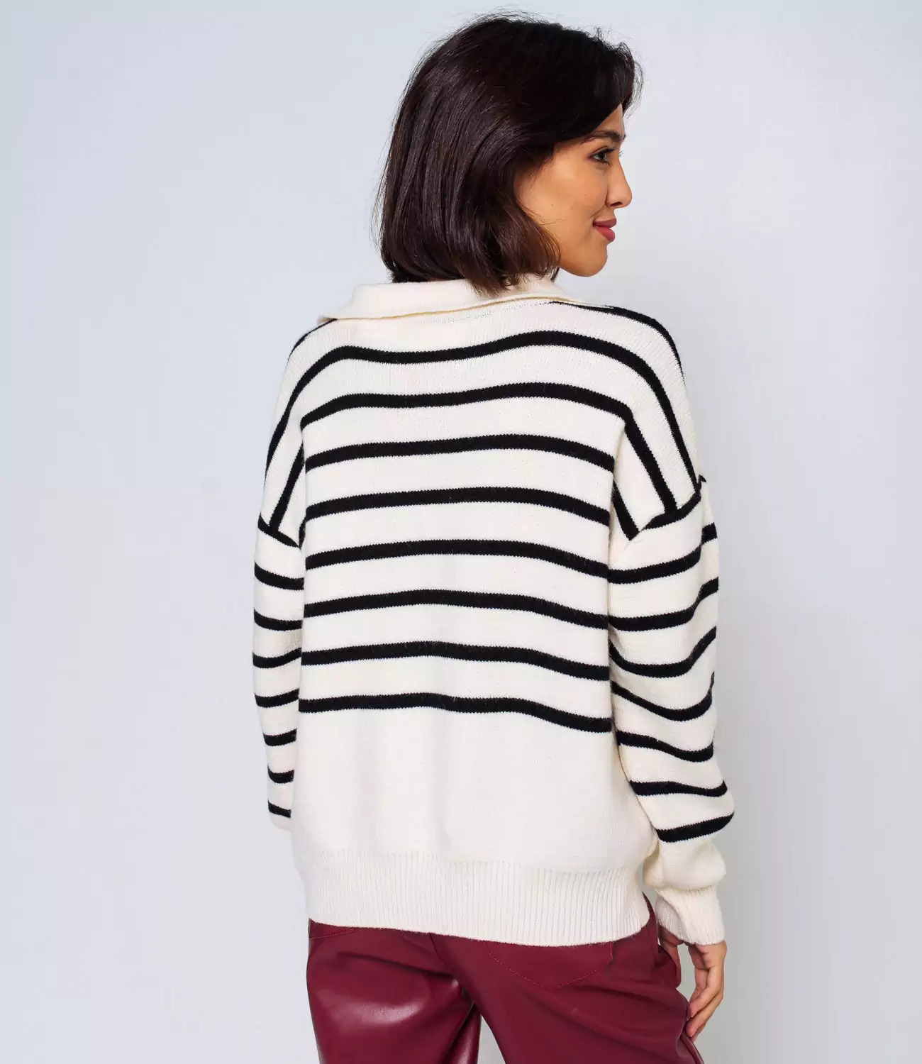 Maglione 2024 scollo quadrato casual a righe lavorato a maglia autunno/inverno stile casual per le donne_voghion.com