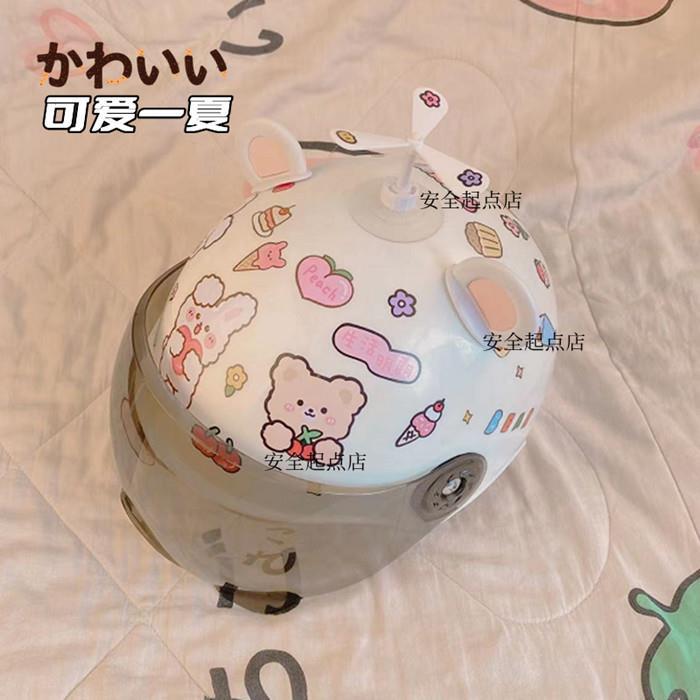 Newly certified helmet for electric scooters, safety helmet for women, suitable for all seasons, summer motorcycle helmet for students, cute bear ear half helmet