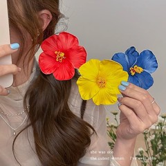 甘い海辺の砂浜のハイビスカスの髪飾りハワイのリゾート風の花のヘアピンのボヘミアンの卵の花の髪飾り