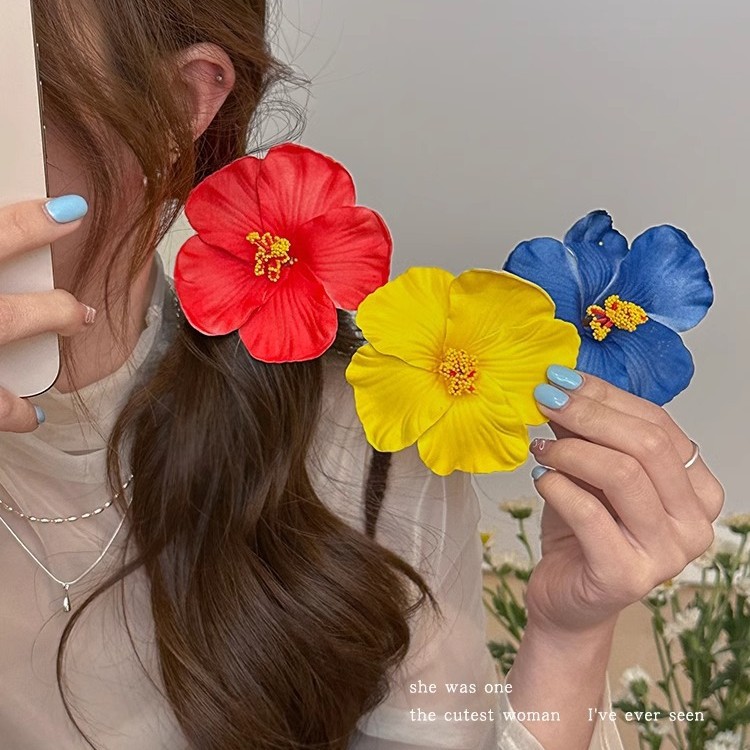 Sweet Seaside Beach Hizang Flower Headwear Hawaiian Holiday Style Flower Hairpin Bohemian Egg Flower Hair Accessories