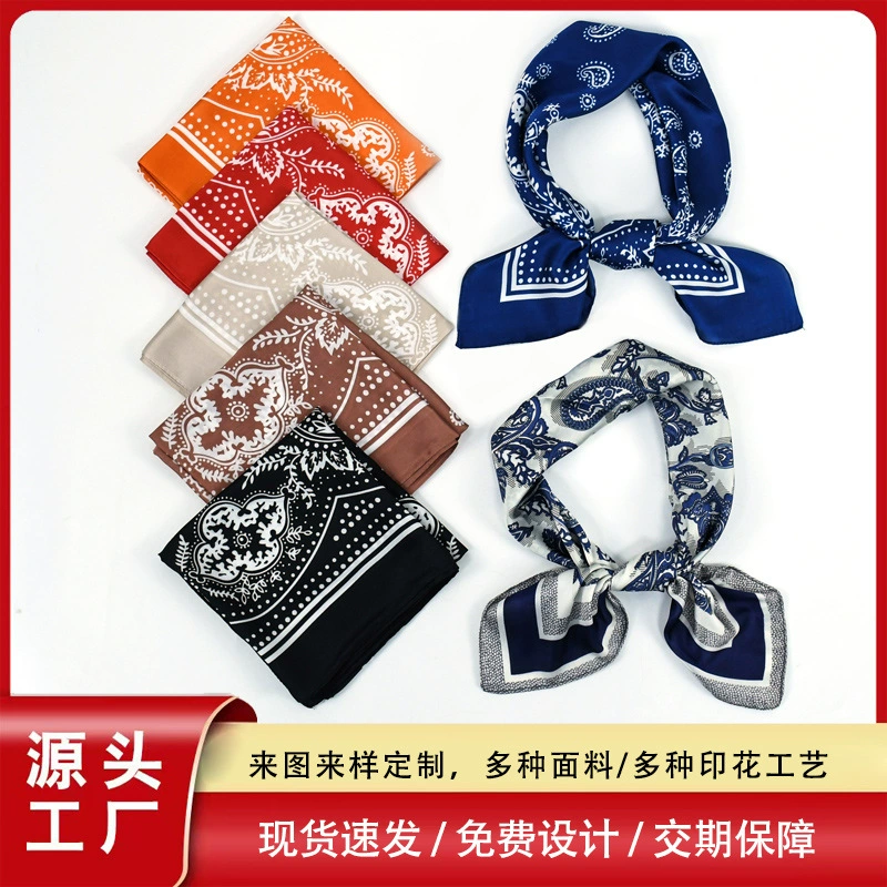 Трансграничный новый цветок кешью имитация шелка маленький квадратный шарф 70*70cm шарф модный дикий шарф высокого класса шелковый шарф оптом