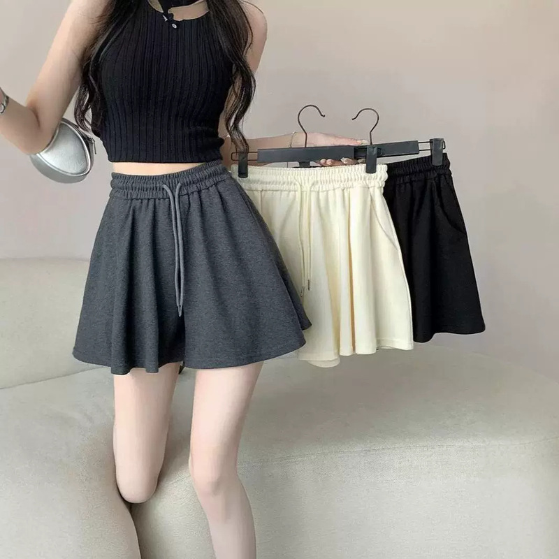 Korean Style Pant Skirt Women's Ins Summer Ballet Shorts Women's High Waist Sports A- line Wide Leg Culottes Small Hot Pants New