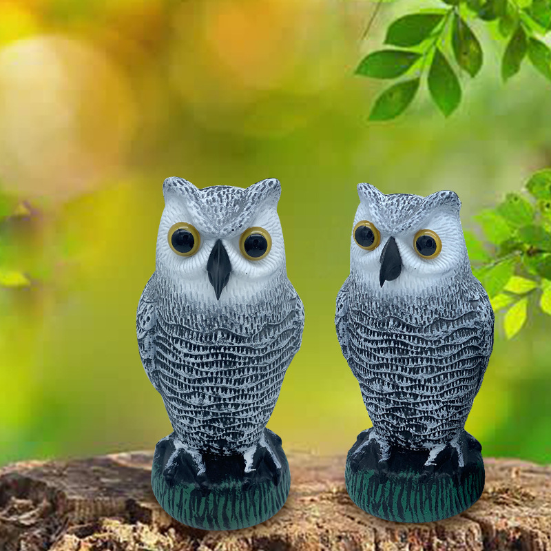 Nuevo disuasor de aves y ratones de plástico con forma de búho para jardín, adorno artesanal para exteriores.