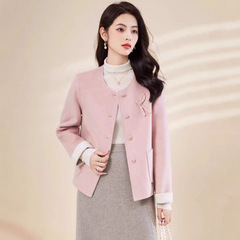 厂家直销双色双面羊毛大衣女短款2025新款气质时尚百搭羊毛呢外套
