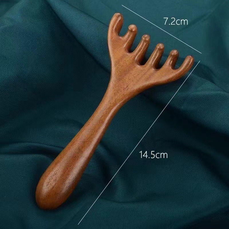 檀木の頭の鹿の角のマッサージ器の六爪のマッサージ器は頭皮の経絡を結って頭をつかんで頭を掻いて治療します。|undefined