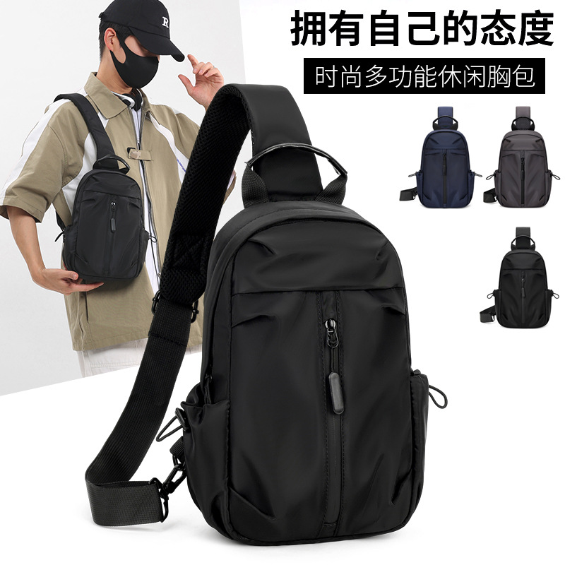 Transfronterizos nuevos hombres de negocios simple bolso de pecho de gran capacidad a prueba de salpicaduras multicapa bolso de hombro ligero mochila al por mayor