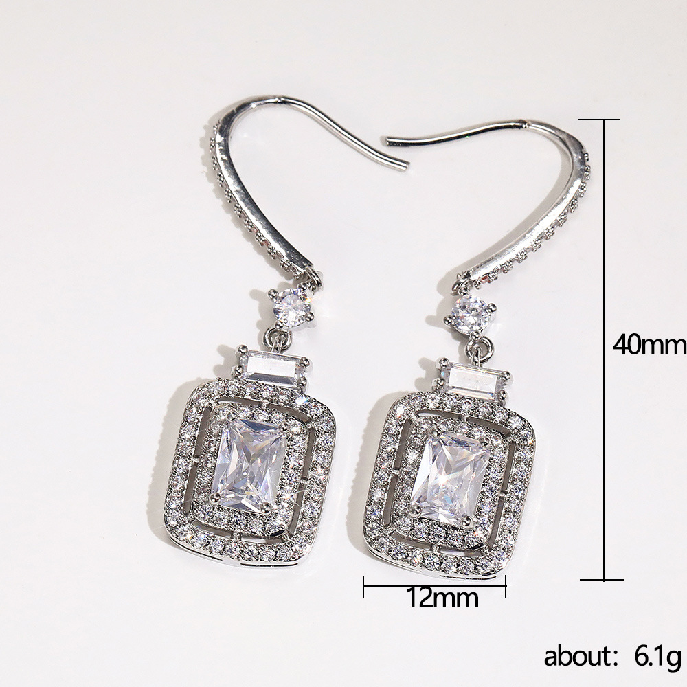 Square Rhinestone Zirconia Group Luxury Ear Crochet Earrings display picture 1