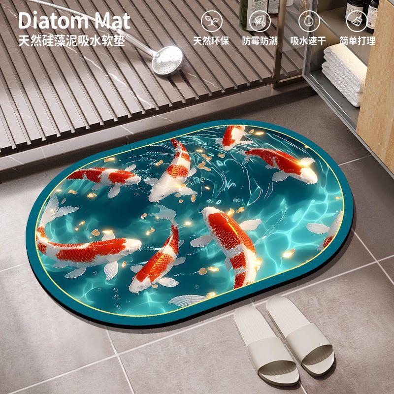 Al por mayor transfronterizo alfombra de baño absorbente de agua alfombra antideslizante de barro de diatomeas doméstica puerta de baño alfombra de suelo resistente al desgaste de secado rápido
