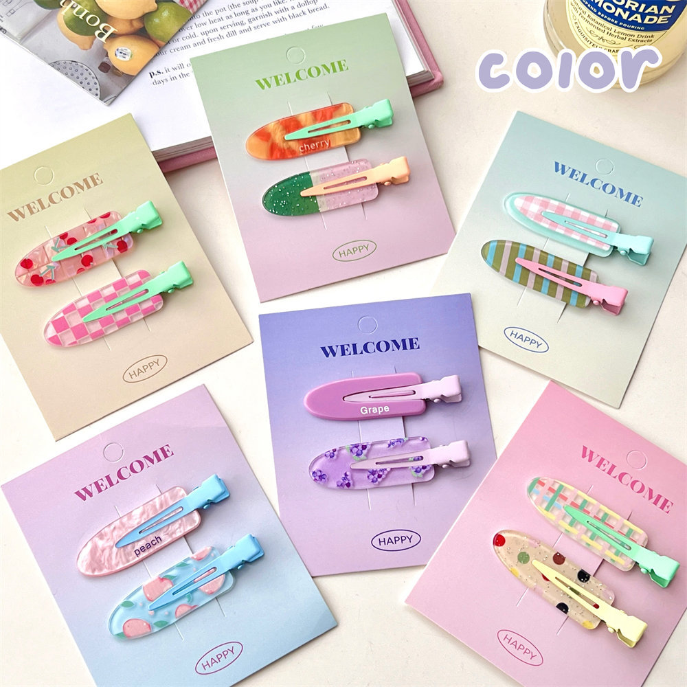 2 paquetes de jugos de moda creativos, pinza para el cabello sin costuras, accesorios para el cabello, pinza para el flequillo lateral de la niña de la fruta, pinza para el cabello rota, tocado