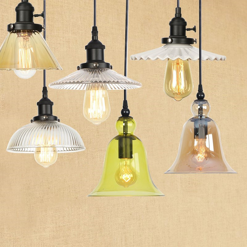 Industrial Style Simple Small Chandelier Glass Lampshade Cafe Retro Personalized Lighting Designer's Single-Head Restaurant Lamp