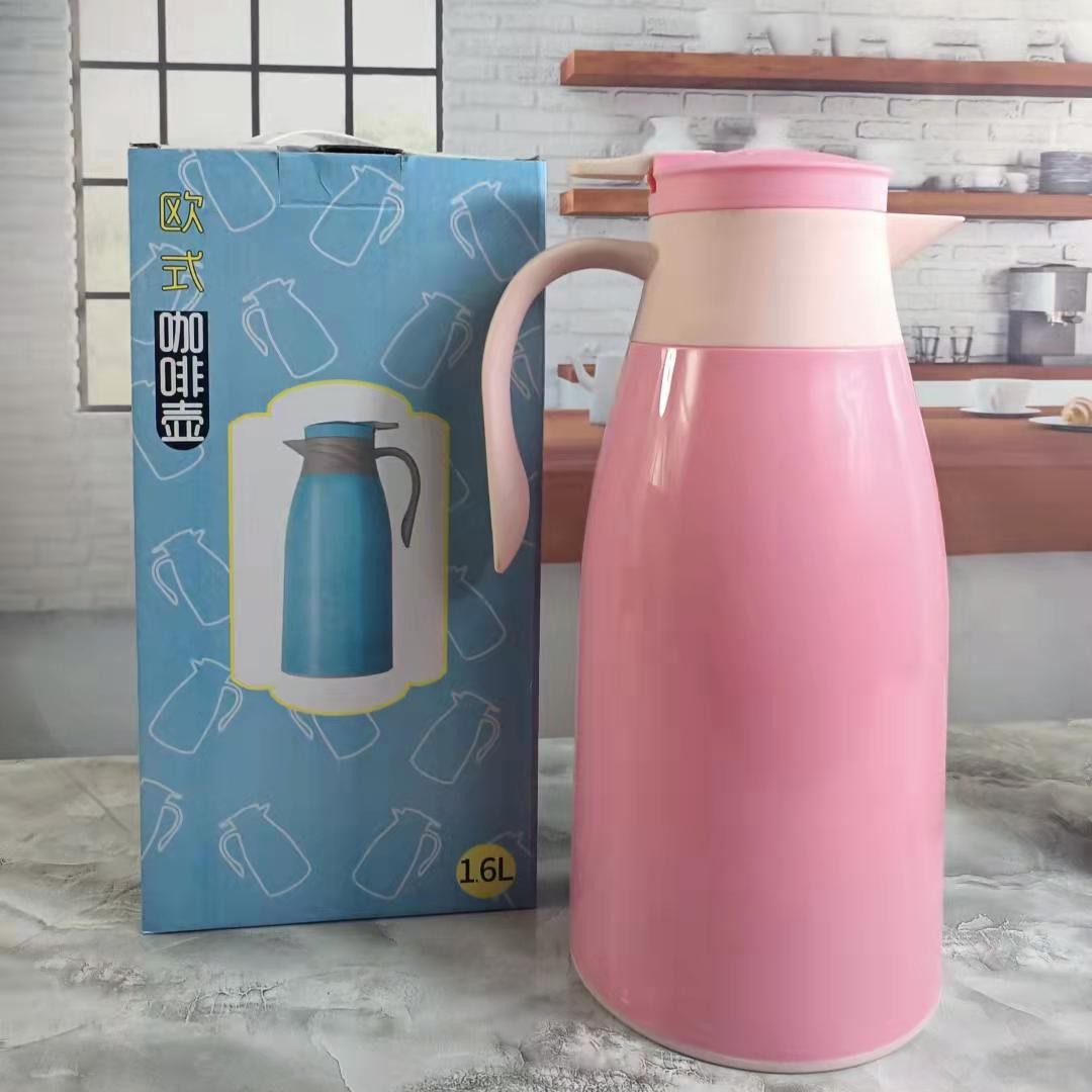 Moderno simple color sólido olla térmica revestimiento de vidrio hogar de gran capacidad 1 litro botella térmica logotipo imprimible hervidor olla térmica