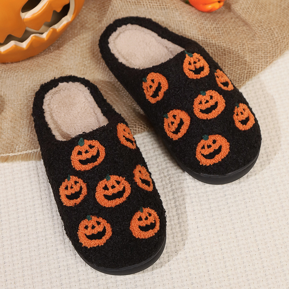Halloween small order Halloween pumpkin autumn and winter cotton slippers home indoor _viptrois.com