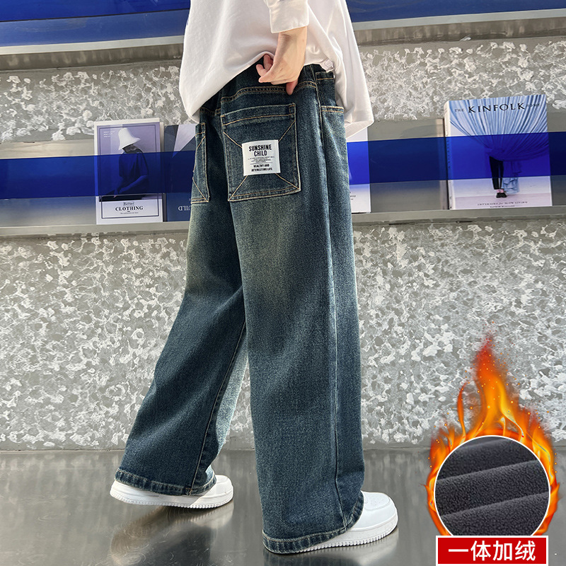 Children's Clothing Boys' Pants Children's Loose Jeans 2025 New Style for Older Children Straight Pants Korean Version Loose Trendy Style
