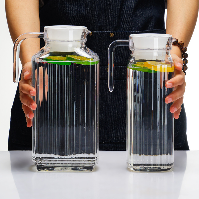 Food-grade plastic PC acrylic cold water bottle tea-colored striped cool water bottle soy milk juice cool white water cup straw bottle