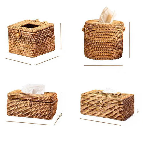Wholesale Vietnamese rattan paper towel holder, restaurant desktop paper towel storage box