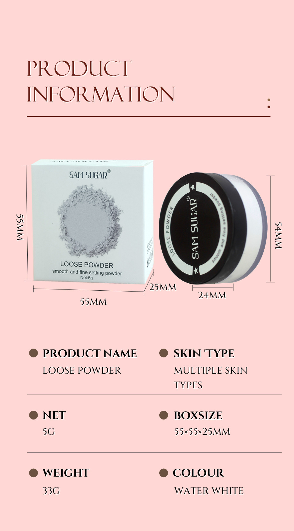 SAM SUGAR's setting loose powder is not prone to smudge and loose powder undefined