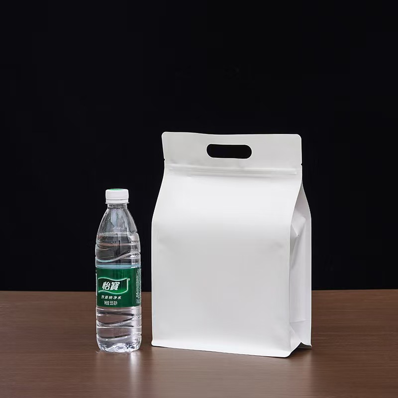 茶叶包装袋子白牛皮纸八边封密封袋手提礼品镀铝箔拉链自立储存袋