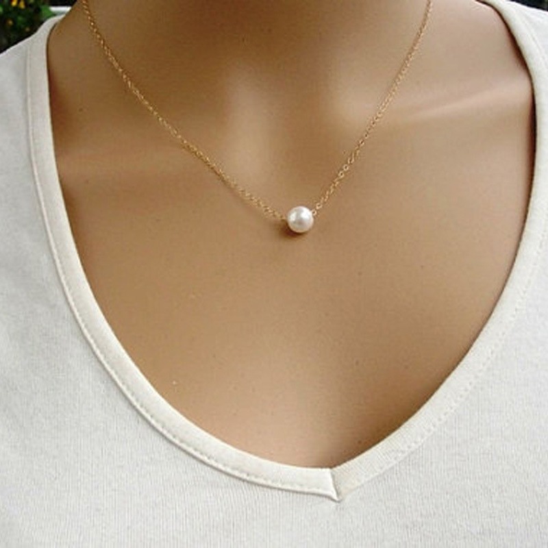 European and American cross-border women's fashion short metal jewelry manufacturers direct supply simple pearl necklace clavicle chain