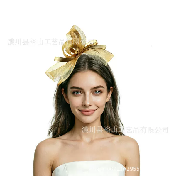 Cross-border European and American party feather headpiece, bridal mesh bow top hat, horse racing festival party and ball hair accessory