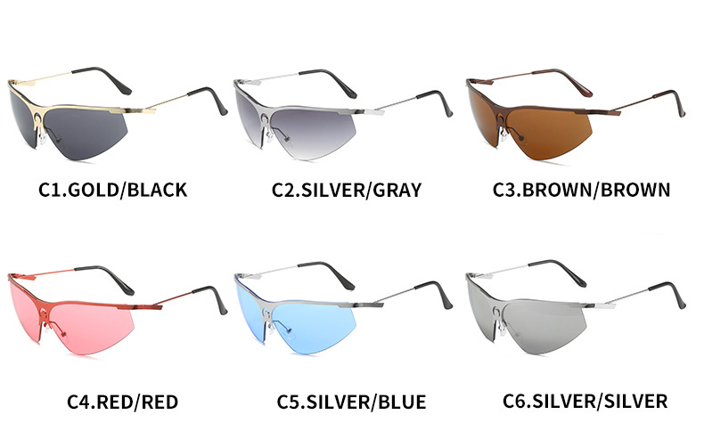80g Weight Sports Solid Color PC UV400 Protection Cat Eye Half Frame Women's Sunglasses