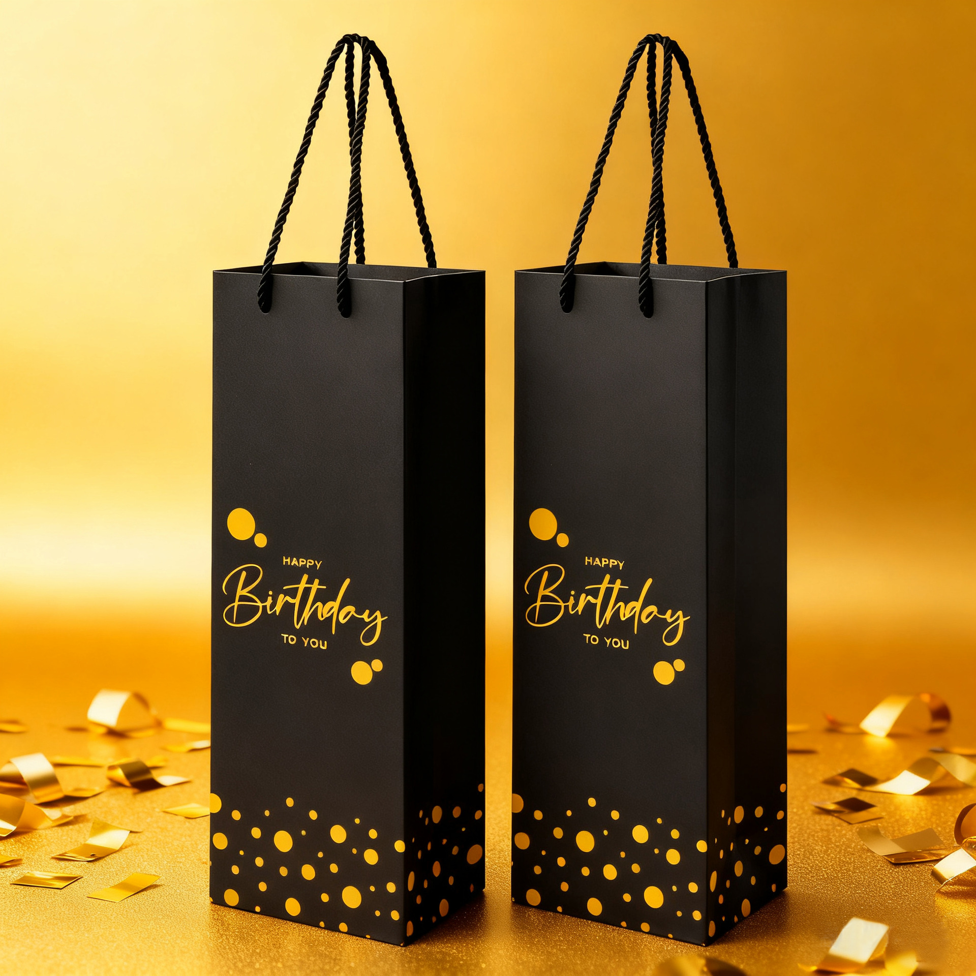 Happy Birthday Paper Bag High-End Red Wine Bag Hand-Held Red Wine Packaging Bag Happy Birthday Wine Bag
