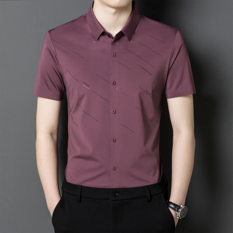 Father-in-law Xi Solid Color Shirt Men's 2025 Summer Short-sleeved Thin Ice Silk Cool Half-sleeved Shirt Non-ironing Casual Top