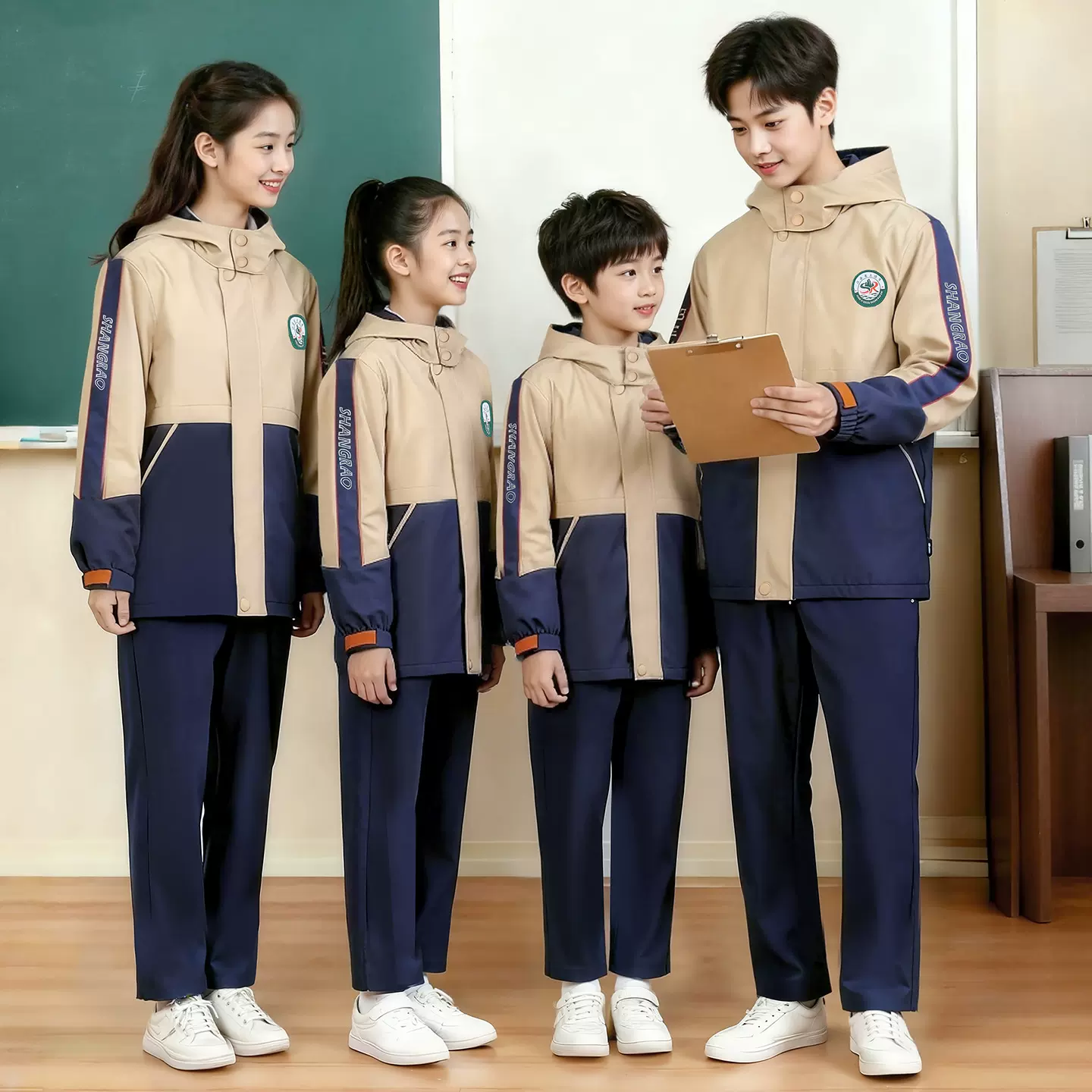 江西省统一上饶中小学生校服套装幼儿园园服班服儿童三合一冲锋衣