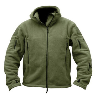 Cross-border men's outdoor thermal inner liner fleece jacket men's cold-proof jacket wind hoodie solid color hoodie jacket jacket