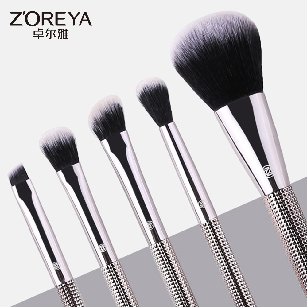 Zhuolya transfronteriza de doble cabeza tubo de aluminio herramientas de belleza sombra de ojos Fundación delineador de ojos solo cepillo de maquillaje en polvo suelto al por mayor