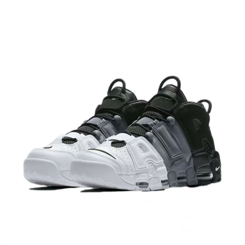 Gran explosión de aire almohadilla de palma completa negro y blanco zapatos de baloncesto de cuero casuales resistentes al desgaste versátiles para hombres y mujeres al aire libre. image 3