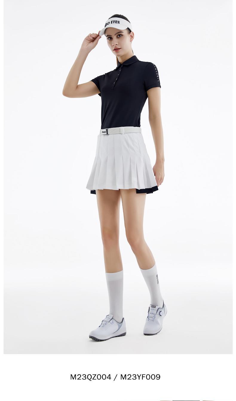 Váy golf nữ xếp ly Moyes dáng dài sau ngắn trước, có lót chống hở — M23QZ004-Đen, M23QZ004-màu trắng chi tiết 10