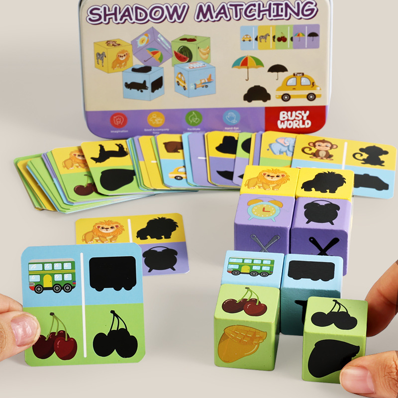 Educación temprana rompecabezas sombras emparejadas patrones de bloque emparejados juegos de frutas animales ejercicio cognitivo juguetes de acción fina image 3