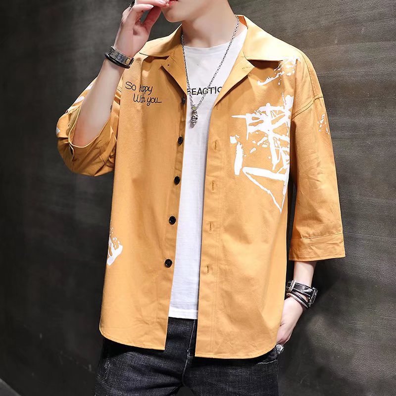 Ropa DE TRABAJO suelta de verano camisa de manga tres cuartos suelta casual volantes guapo media manga camisa de manga corta abrigo moda al por mayor