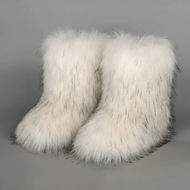 Mid‑calf warm boots, European style, high‑quality faux‑fur mid‑length, sizes 36–46