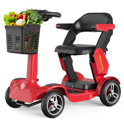 New Four-Wheel Electric Scooter for the Elderly, Small Household Folding Power-Assisted Battery Scooter (Qatlanan elektrik velosipedlər) - spd-1-red-24v15ah25-30km