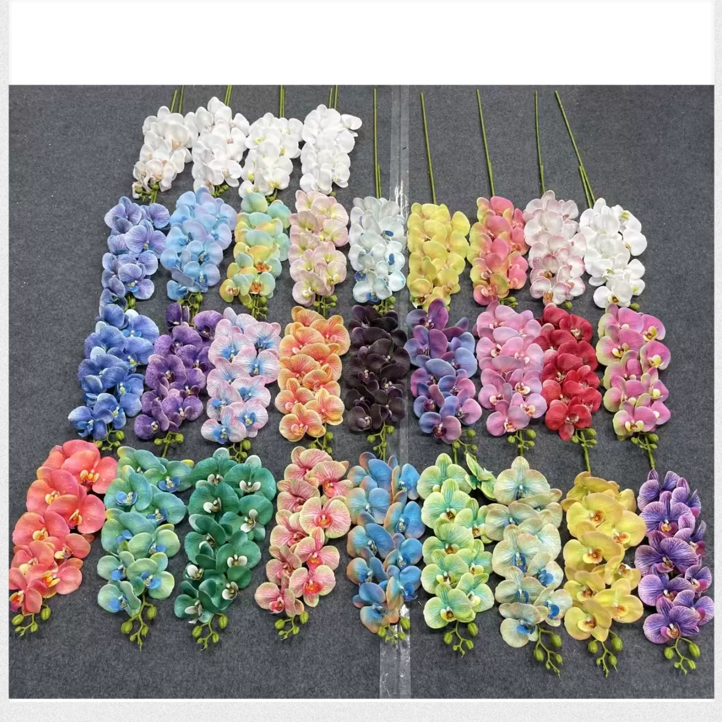 9头马卡龙渐变色3D仿真蝴蝶兰 婚庆花艺用花造景插花 外贸仿真花